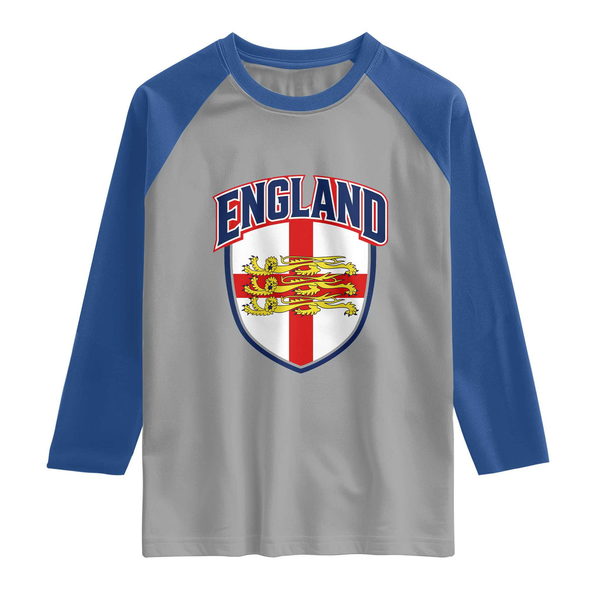 England Flag Lion Crest St George Cross Shield Crest Raglan Shirt Vintage Patriotic English Sport Fan Graphic TS02 Sport Gray Royal Print Your Wear