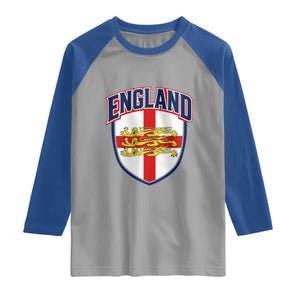 England Flag Lion Crest St George Cross Shield Crest Raglan Shirt Vintage Patriotic English Sport Fan Graphic TS02 Sport Gray Royal Print Your Wear