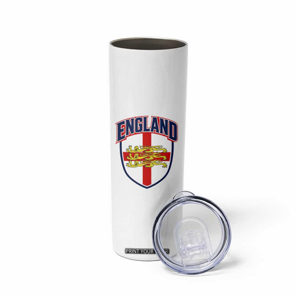 England Flag Lion Crest St George Cross Shield Crest Skinny Tumbler Vintage Patriotic English Sport Fan Graphic TS02 Print Your Wear