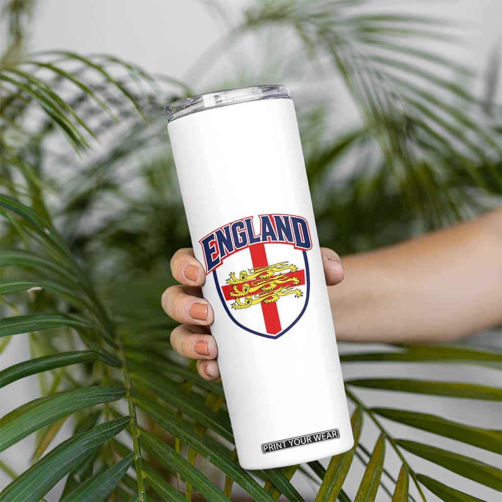 England Flag Lion Crest St George Cross Shield Crest Skinny Tumbler Vintage Patriotic English Sport Fan Graphic TS02 Print Your Wear
