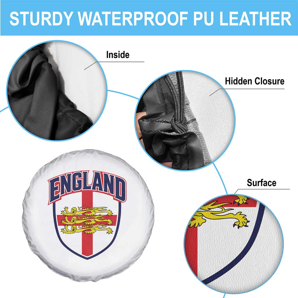 England Flag Lion Crest St George Cross Shield Crest Spare Tire Cover Vintage Patriotic English Sport Fan Graphic TS02 Print Your Wear