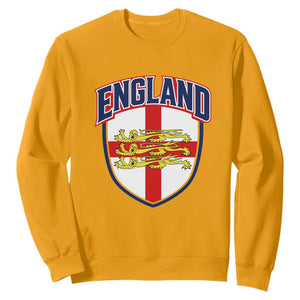England Flag Lion Crest St George Cross Shield Crest Sweatshirt Vintage Patriotic English Sport Fan Graphic TS02 Gold Print Your Wear
