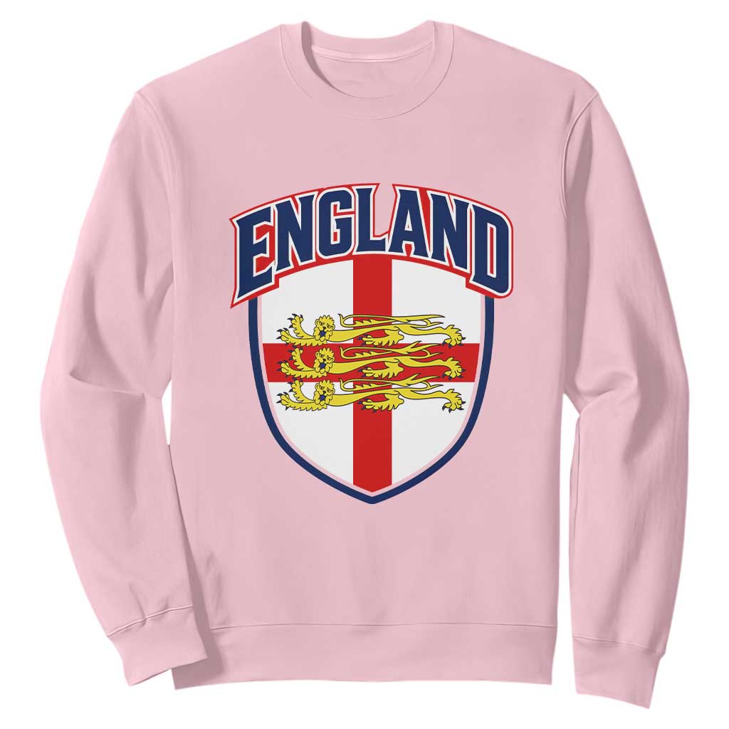 England Flag Lion Crest St George Cross Shield Crest Sweatshirt Vintage Patriotic English Sport Fan Graphic TS02 Light Pink Print Your Wear
