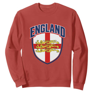 England Flag Lion Crest St George Cross Shield Crest Sweatshirt Vintage Patriotic English Sport Fan Graphic TS02 Red Print Your Wear