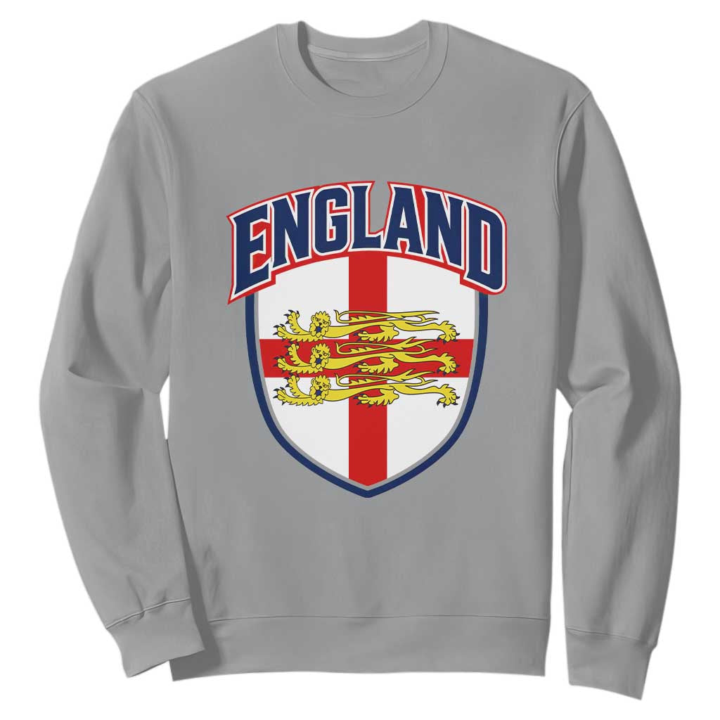 England Flag Lion Crest St George Cross Shield Crest Sweatshirt Vintage Patriotic English Sport Fan Graphic TS02 Sport Gray Print Your Wear
