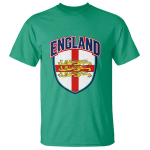 England Flag Lion Crest St George Cross Shield Crest T Shirt Vintage Patriotic English Sport Fan Graphic TS02 Irish Green Print Your Wear