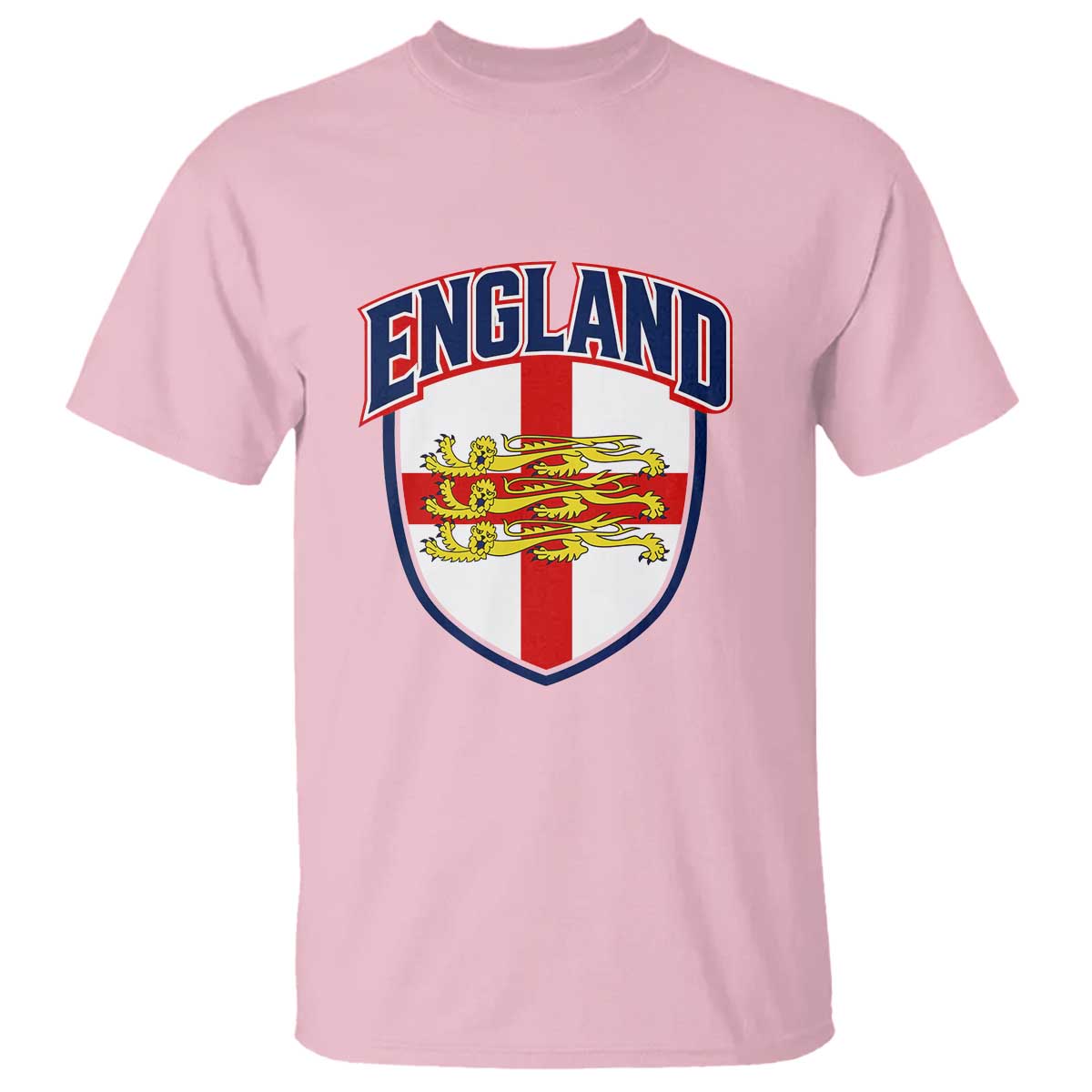 England Flag Lion Crest St George Cross Shield Crest T Shirt Vintage Patriotic English Sport Fan Graphic TS02 Light Pink Print Your Wear