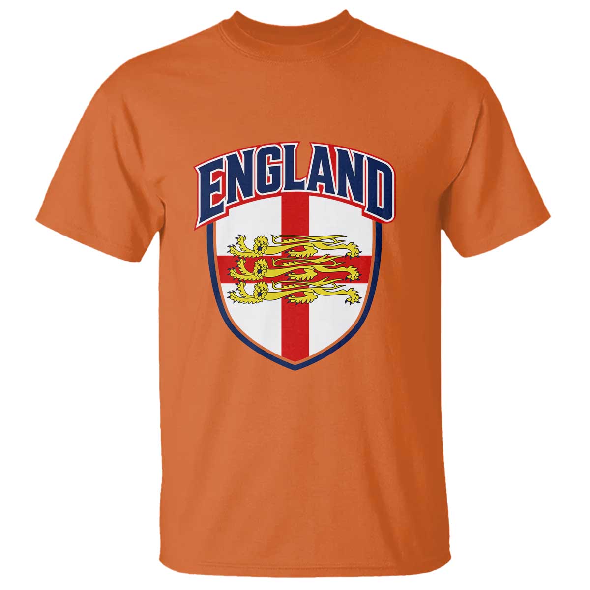 England Flag Lion Crest St George Cross Shield Crest T Shirt Vintage Patriotic English Sport Fan Graphic TS02 Orange Print Your Wear