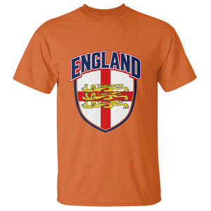 England Flag Lion Crest St George Cross Shield Crest T Shirt Vintage Patriotic English Sport Fan Graphic TS02 Orange Print Your Wear