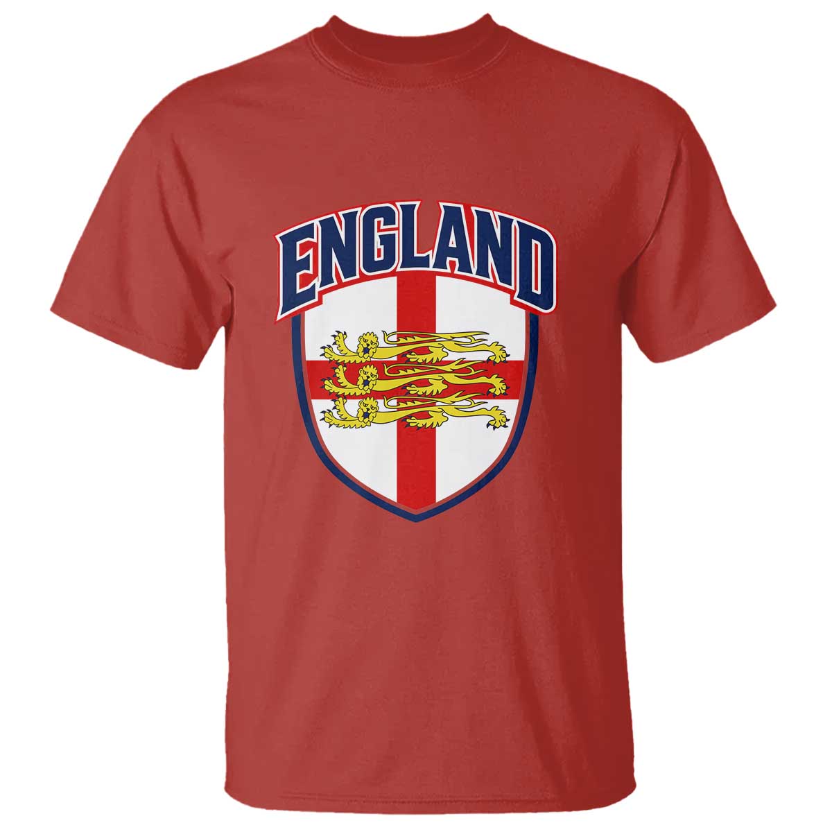 England Flag Lion Crest St George Cross Shield Crest T Shirt Vintage Patriotic English Sport Fan Graphic TS02 Red Print Your Wear
