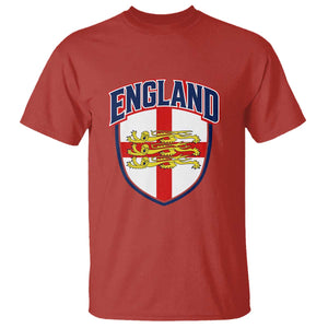 England Flag Lion Crest St George Cross Shield Crest T Shirt Vintage Patriotic English Sport Fan Graphic TS02 Red Print Your Wear
