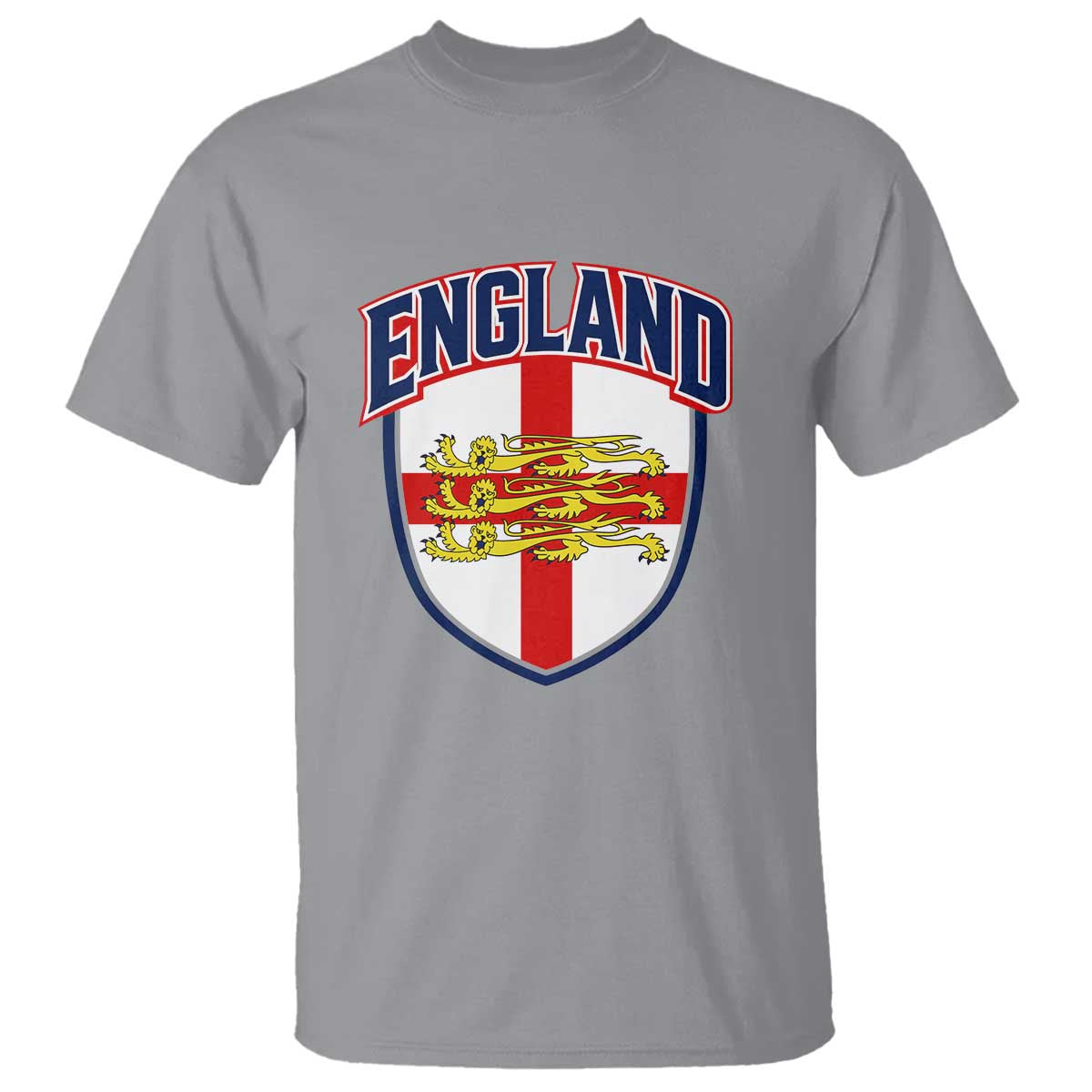 England Flag Lion Crest St George Cross Shield Crest T Shirt Vintage Patriotic English Sport Fan Graphic TS02 Sport Gray Print Your Wear