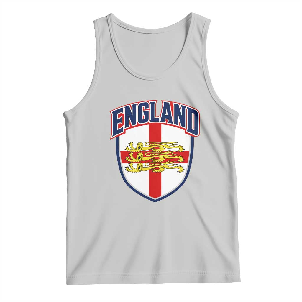 England Flag Lion Crest St George Cross Shield Crest Tank Top Vintage Patriotic English Sport Fan Graphic TS02 Ash Print Your Wear