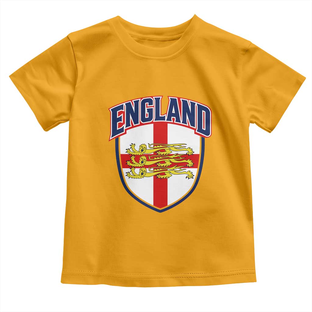 England Flag Lion Crest St George Cross Shield Crest Toddler T Shirt Vintage Patriotic English Sport Fan Graphic TS02 Gold Print Your Wear