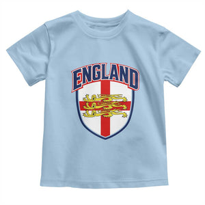 England Flag Lion Crest St George Cross Shield Crest Toddler T Shirt Vintage Patriotic English Sport Fan Graphic TS02 Light Blue Print Your Wear