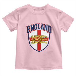 England Flag Lion Crest St George Cross Shield Crest Toddler T Shirt Vintage Patriotic English Sport Fan Graphic TS02 Light Pink Print Your Wear