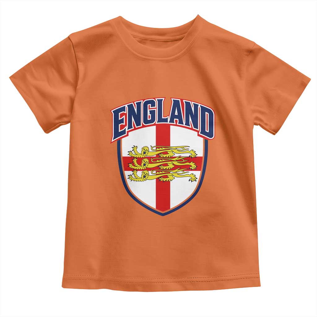 England Flag Lion Crest St George Cross Shield Crest Toddler T Shirt Vintage Patriotic English Sport Fan Graphic TS02 Orange Print Your Wear
