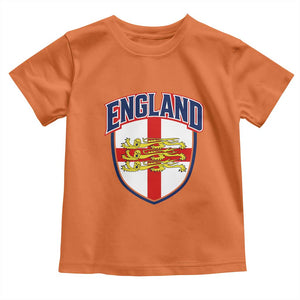 England Flag Lion Crest St George Cross Shield Crest Toddler T Shirt Vintage Patriotic English Sport Fan Graphic TS02 Orange Print Your Wear