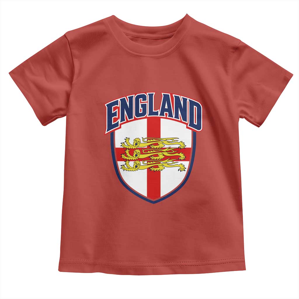 England Flag Lion Crest St George Cross Shield Crest Toddler T Shirt Vintage Patriotic English Sport Fan Graphic TS02 Red Print Your Wear