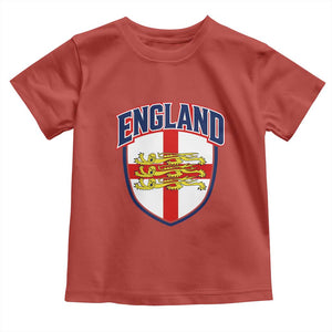 England Flag Lion Crest St George Cross Shield Crest Toddler T Shirt Vintage Patriotic English Sport Fan Graphic TS02 Red Print Your Wear