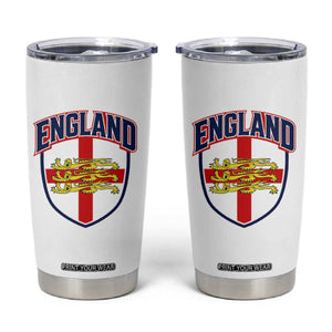 England Flag Lion Crest St George Cross Shield Crest Tumbler Cup Vintage Patriotic English Sport Fan Graphic TS02 White Print Your Wear