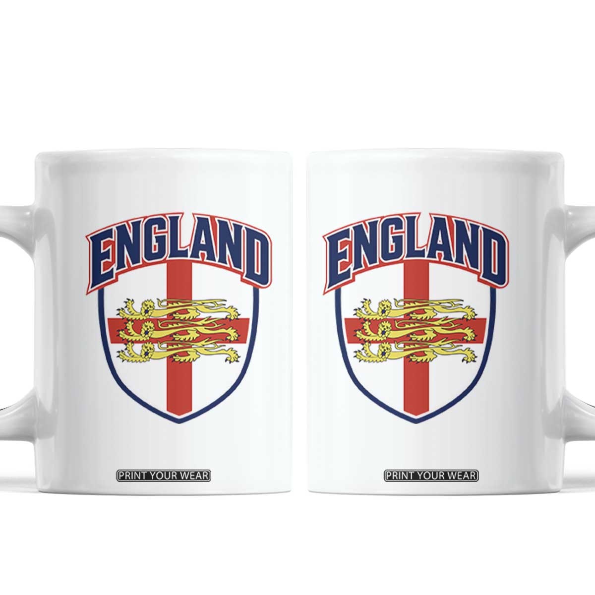 England Flag Lion Crest St George Cross Shield Crest Coffee Mug Vintage Patriotic English Sport Fan Graphic TS02 White Print Your Wear