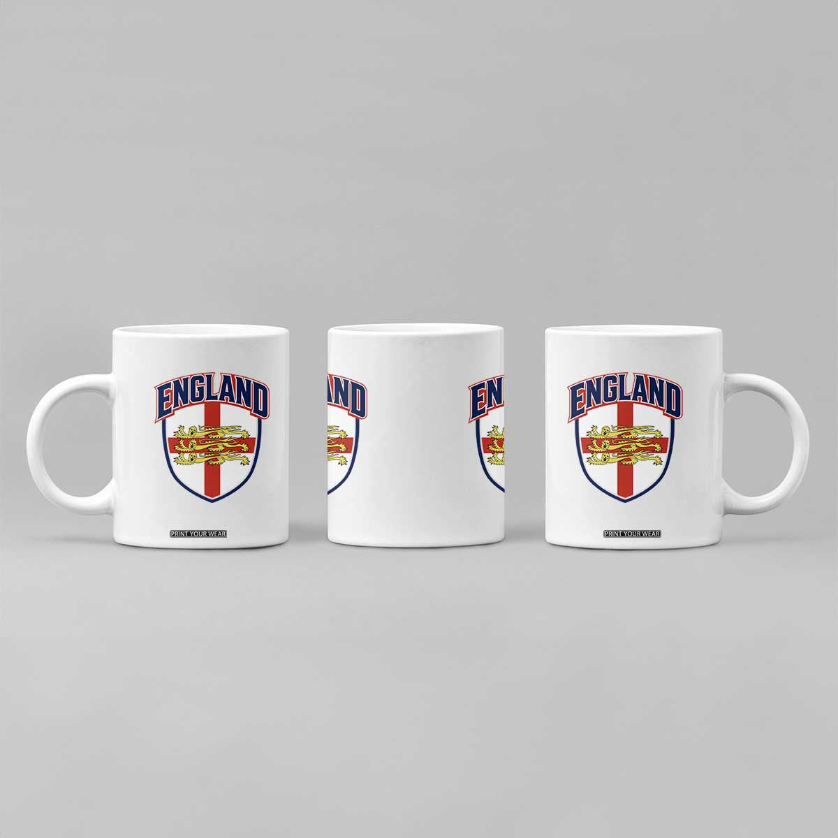 England Flag Lion Crest St George Cross Shield Crest Coffee Mug Vintage Patriotic English Sport Fan Graphic TS02 Print Your Wear