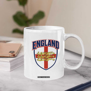England Flag Lion Crest St George Cross Shield Crest Coffee Mug Vintage Patriotic English Sport Fan Graphic TS02 Print Your Wear