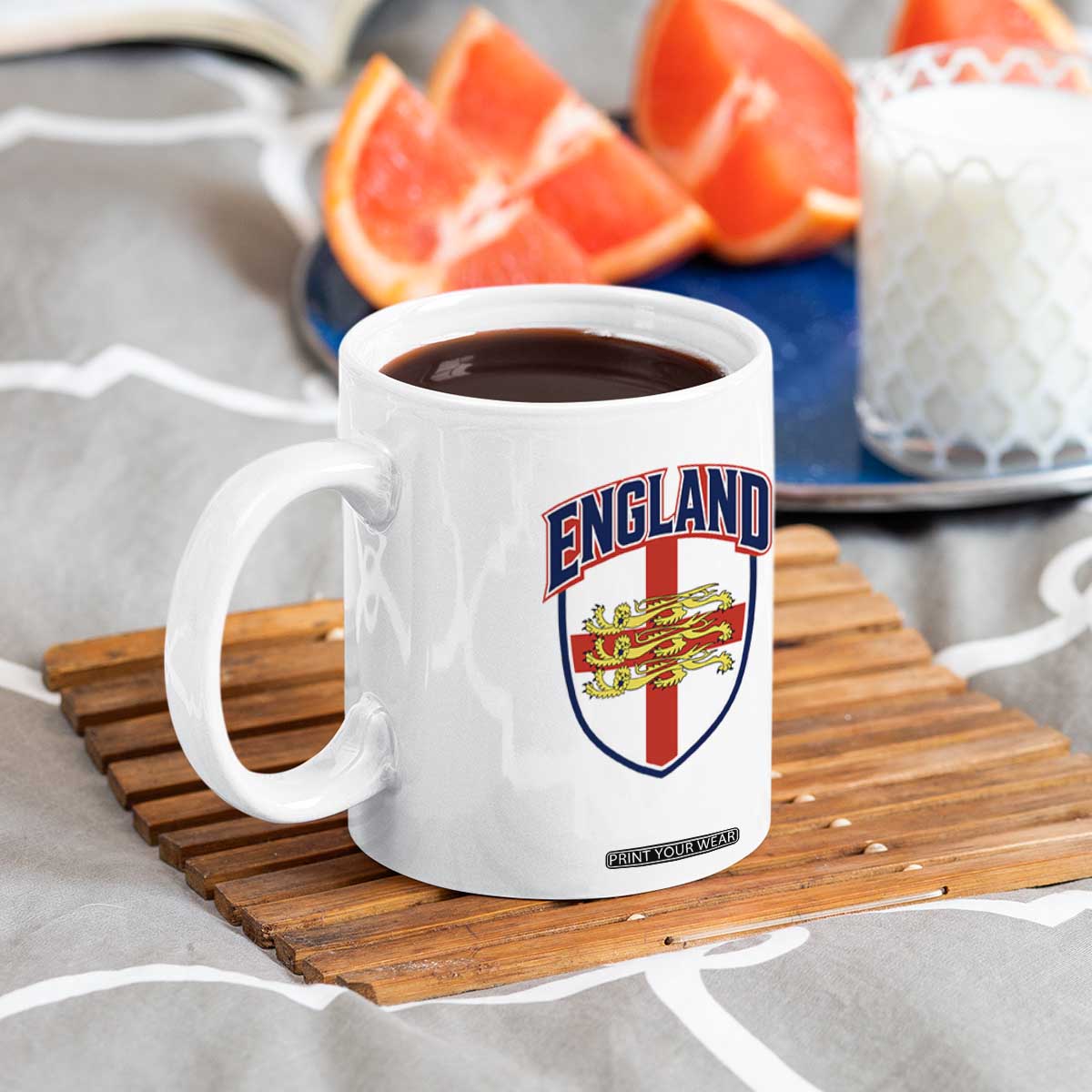 England Flag Lion Crest St George Cross Shield Crest Coffee Mug Vintage Patriotic English Sport Fan Graphic TS02 Print Your Wear