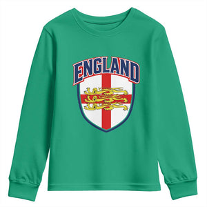 England Flag Lion Crest St George Cross Shield Crest Youth Sweatshirt Vintage Patriotic English Sport Fan Graphic TS02 Irish Green Print Your Wear