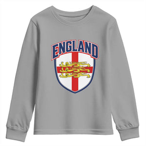 England Flag Lion Crest St George Cross Shield Crest Youth Sweatshirt Vintage Patriotic English Sport Fan Graphic TS02 Sport Gray Print Your Wear