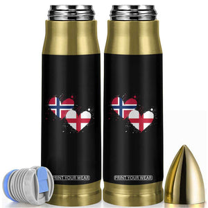 Distressed Norway and England Crossed Flags Dual Heart Graphic Bullet Tumbler Love Half Norwegian Half English Pride TS02 Black Print Your Wear