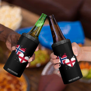Distressed Norway and England Crossed Flags Dual Heart Graphic 4 in 1 Can Cooler Tumbler Love Half Norwegian Half English Pride TS02 Print Your Wear
