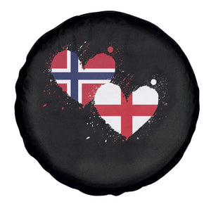 Distressed Norway and England Crossed Flags Dual Heart Graphic Spare Tire Cover Love Half Norwegian Half English Pride TS02 Print Your Wear