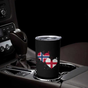 Distressed Norway and England Crossed Flags Dual Heart Graphic Tumbler Cup Love Half Norwegian Half English Pride TS02 Print Your Wear