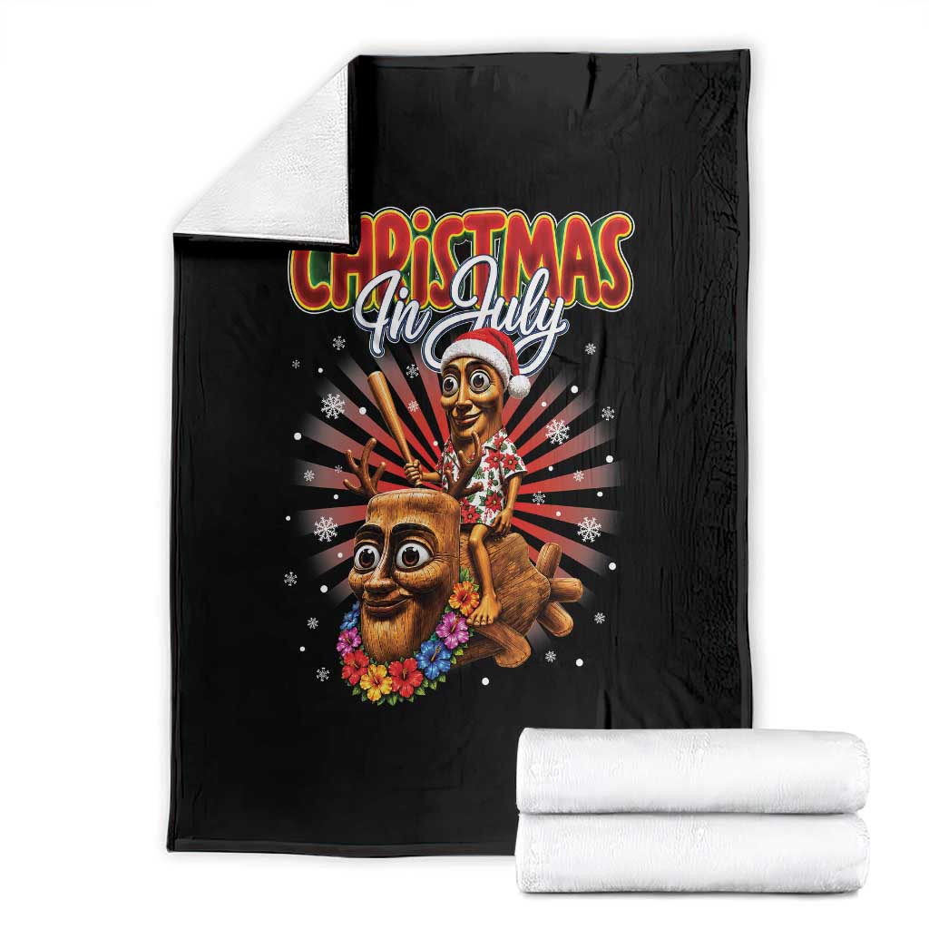 Christmas In July Tung Tung Tung TTT Sahur Cursed Meme Throw Blanket Funny Ironic Tropical Summer Hawaiian Holiday Surreal