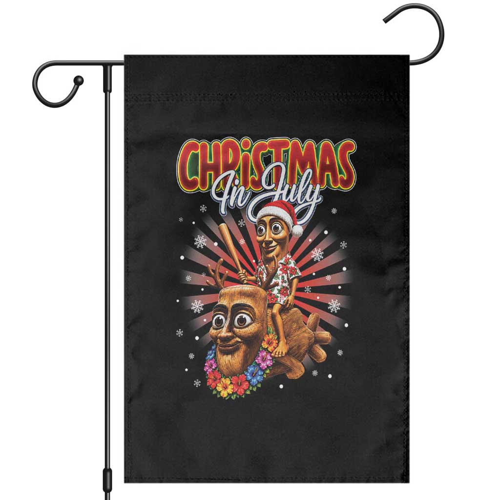 Christmas In July Tung Tung Tung TTT Sahur Cursed Meme Garden Flag Funny Ironic Tropical Summer Hawaiian Holiday Surreal TS02 Black Print Your Wear