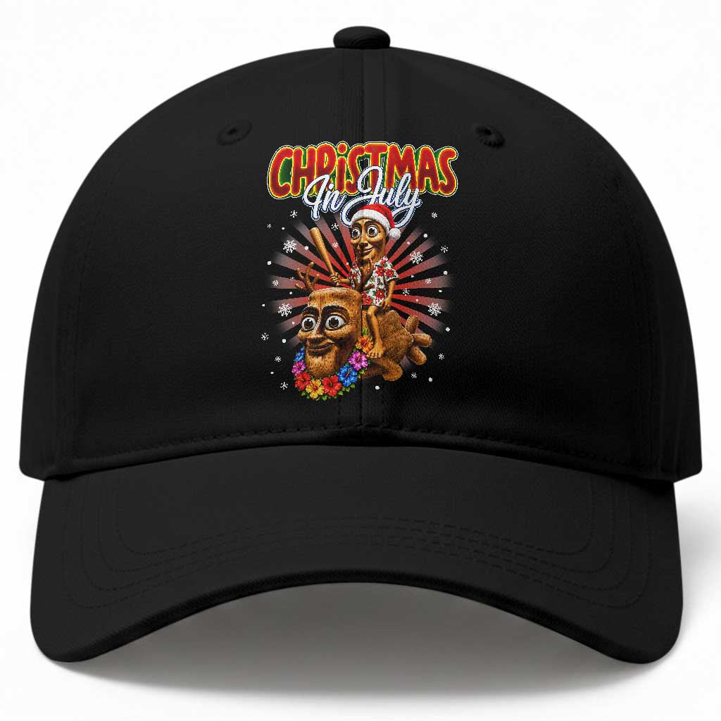 Christmas In July Tung Tung Tung TTT Sahur Cursed Meme Baseball Cap Funny Ironic Tropical Summer Hawaiian Holiday Surreal