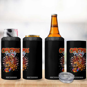 Christmas In July Tung Tung Tung TTT Sahur Cursed Meme 4 in 1 Can Cooler Tumbler Funny Ironic Tropical Summer Hawaiian Holiday Surreal