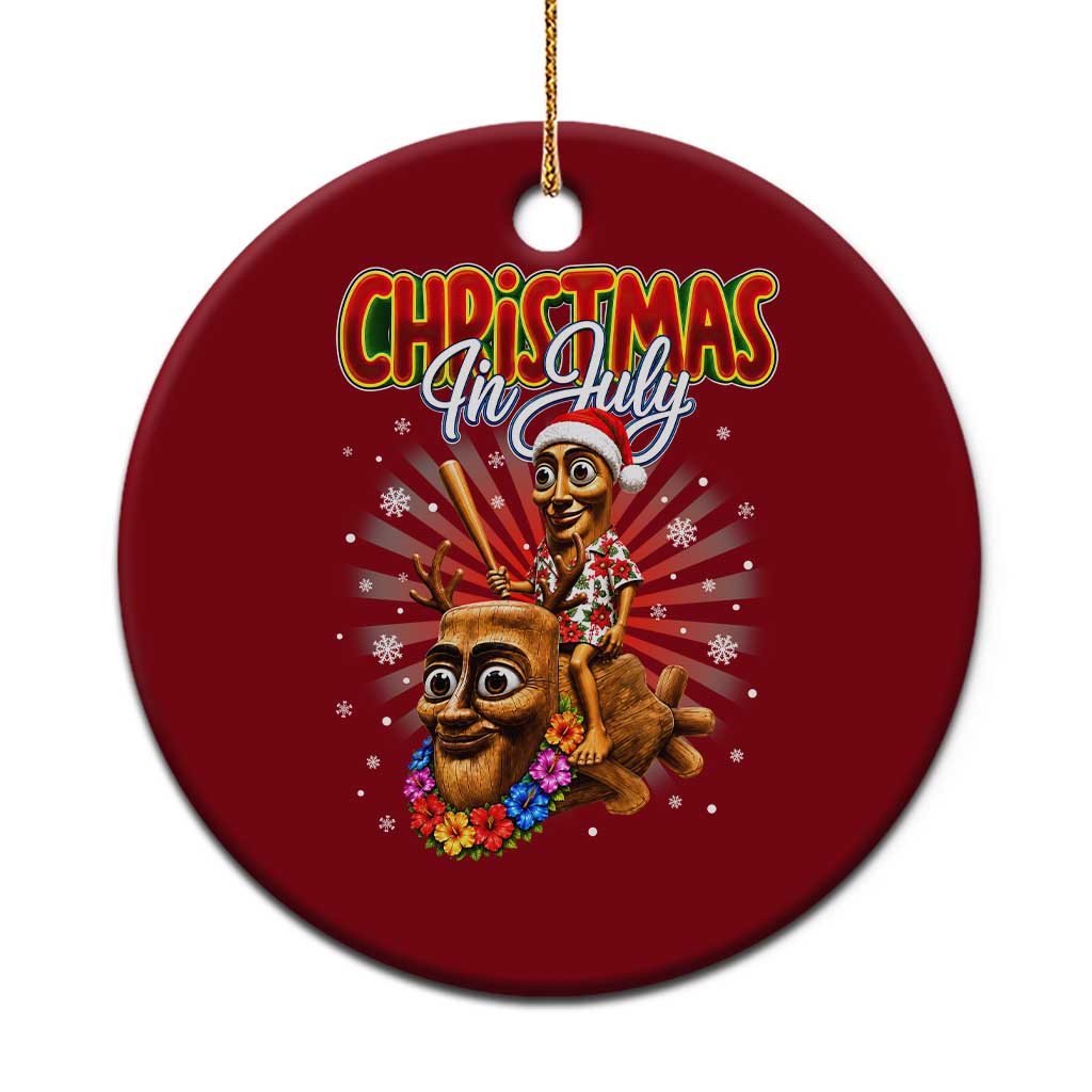 Christmas In July Tung Tung Tung TTT Sahur Cursed Meme Ceramic Ornament Funny Ironic Tropical Summer Hawaiian Holiday Surreal TS02 1pc Red Print Your Wear