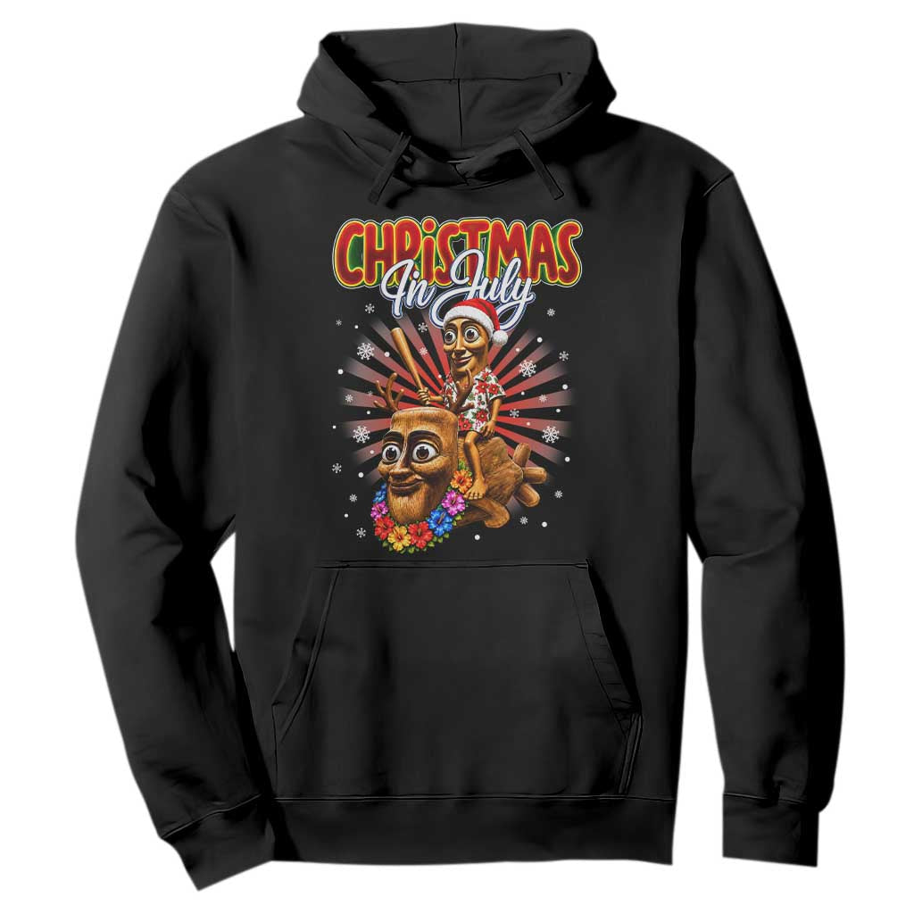 Christmas In July Tung Tung Tung TTT Sahur Cursed Meme Hoodie Funny Ironic Tropical Summer Hawaiian Holiday Surreal