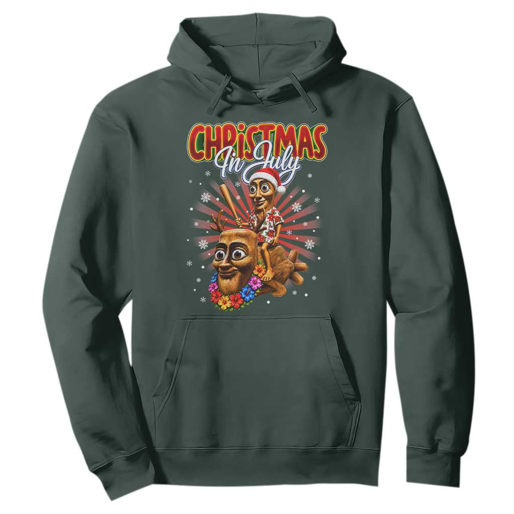 Christmas In July Tung Tung Tung TTT Sahur Cursed Meme Hoodie Funny Ironic Tropical Summer Hawaiian Holiday Surreal