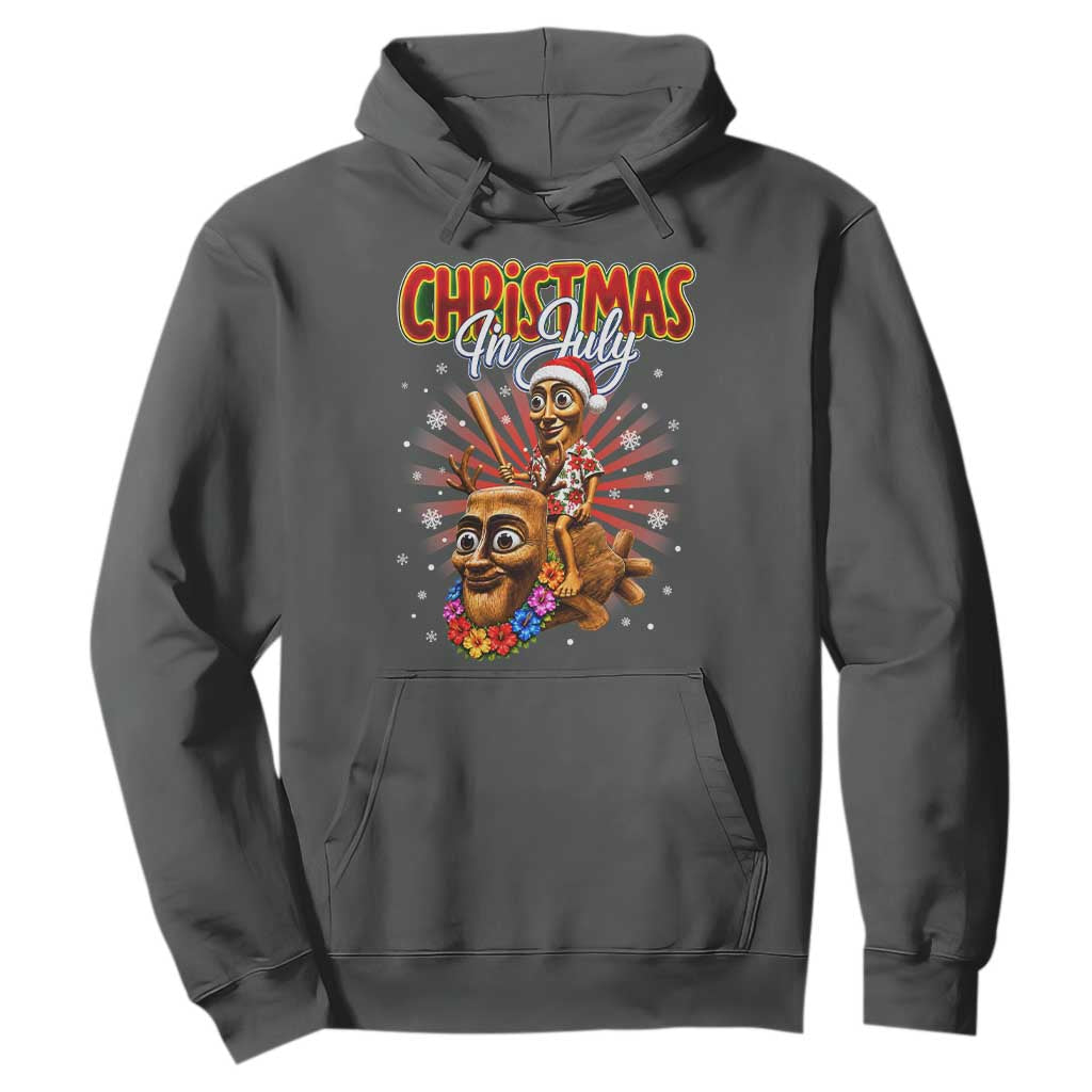 Christmas In July Tung Tung Tung TTT Sahur Cursed Meme Hoodie Funny Ironic Tropical Summer Hawaiian Holiday Surreal