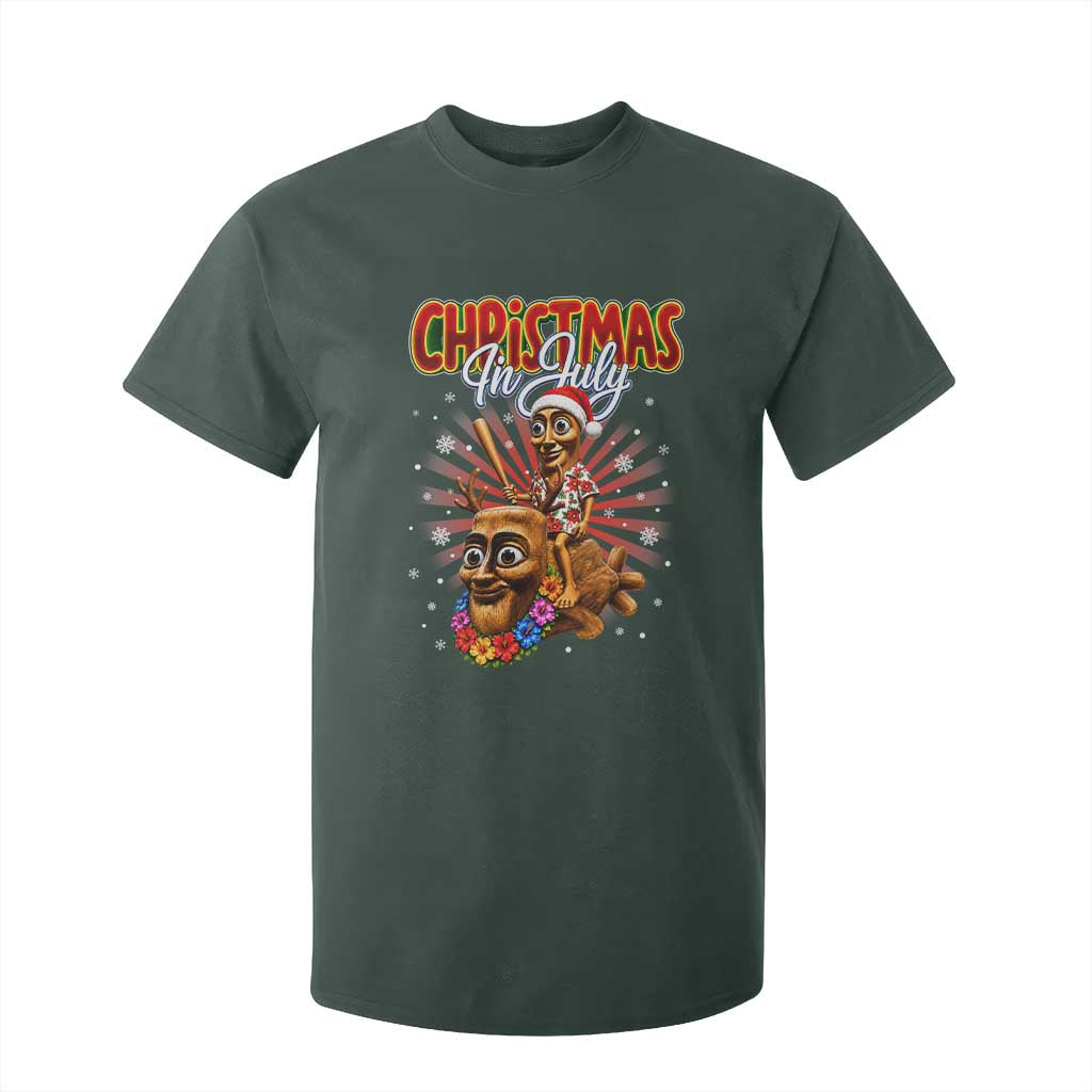 Christmas In July Tung Tung Tung TTT Sahur Cursed Meme T Shirt For Kid Funny Ironic Tropical Summer Hawaiian Holiday Surreal