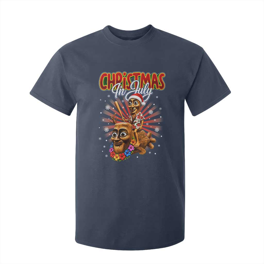Christmas In July Tung Tung Tung TTT Sahur Cursed Meme T Shirt For Kid Funny Ironic Tropical Summer Hawaiian Holiday Surreal
