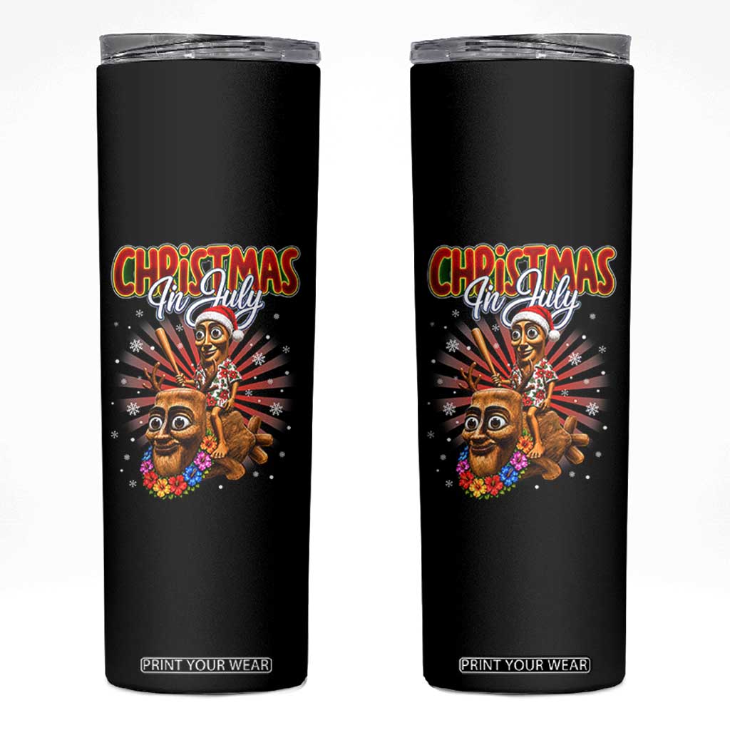 Christmas In July Tung Tung Tung TTT Sahur Cursed Meme Skinny Tumbler Funny Ironic Tropical Summer Hawaiian Holiday Surreal