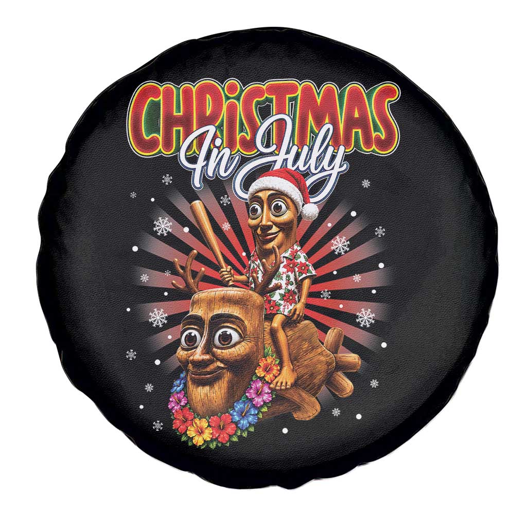 Christmas In July Tung Tung Tung TTT Sahur Cursed Meme Spare Tire Cover Funny Ironic Tropical Summer Hawaiian Holiday Surreal