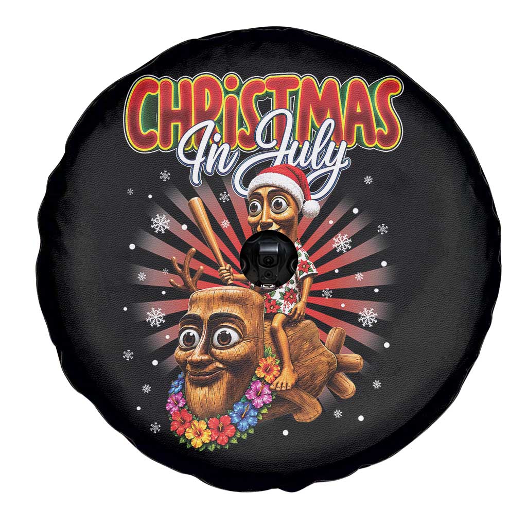 Christmas In July Tung Tung Tung TTT Sahur Cursed Meme Spare Tire Cover Funny Ironic Tropical Summer Hawaiian Holiday Surreal