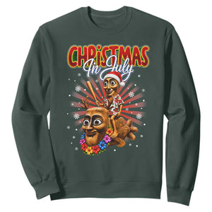 Christmas In July Tung Tung Tung TTT Sahur Cursed Meme Sweatshirt Funny Ironic Tropical Summer Hawaiian Holiday Surreal