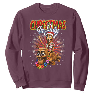 Christmas In July Tung Tung Tung TTT Sahur Cursed Meme Sweatshirt Funny Ironic Tropical Summer Hawaiian Holiday Surreal